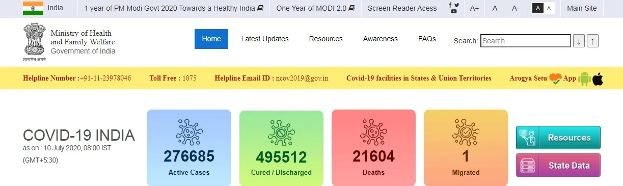 india coronavirus ministry of health and family welfare 